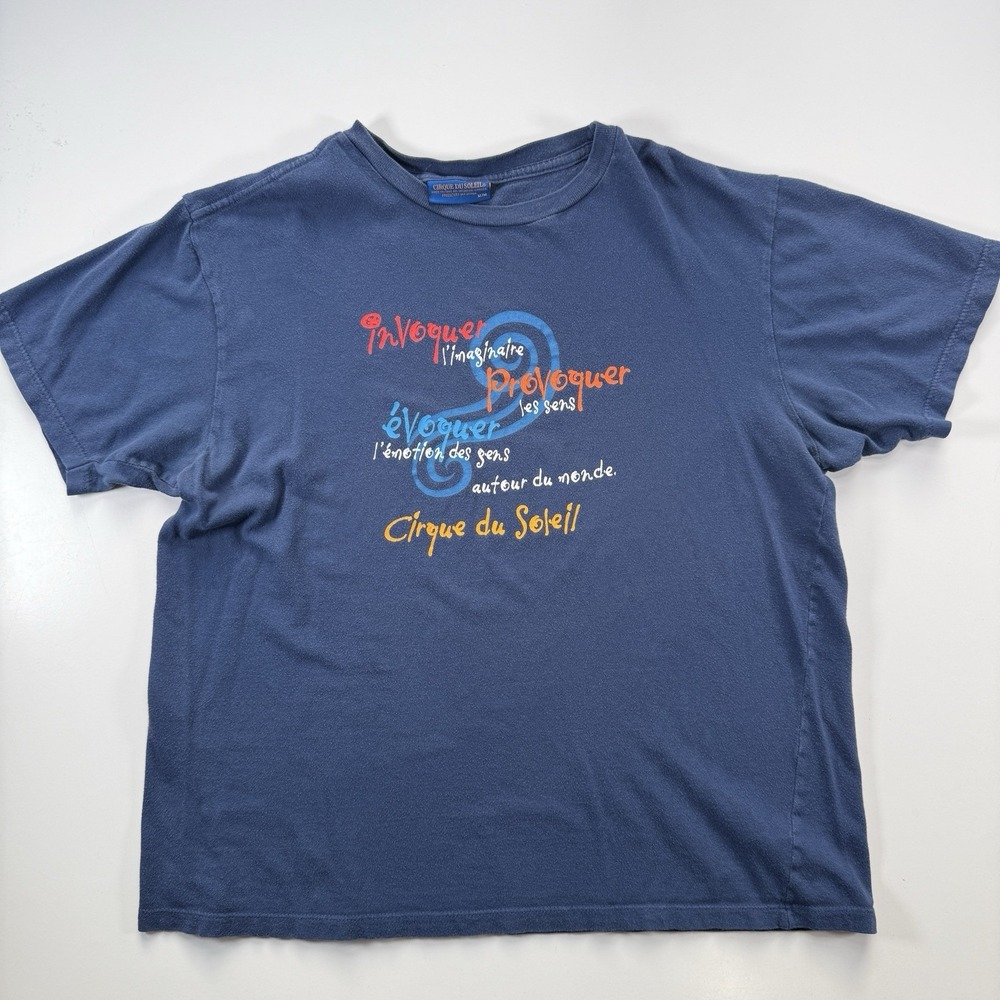 CIRQUE DU SOLEIL S/S Crew‎ T-Shirt Womens Medium Blue Invoke Imagination French